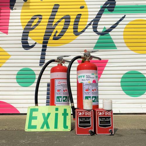 Fire Safety Set - Extinguishers, Alarms & Illuminated Exit Signs